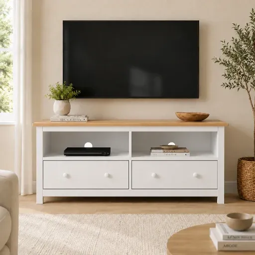 Red Barrel Studio Albrecht 2 Drawers Solid Wood TV Stand 47.5"