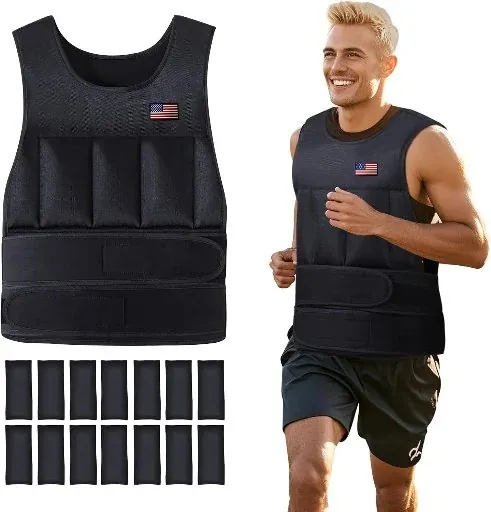 Wolliwa Men’s & Women’s Adjustable Weighted Vest 2-20-Lb w/ 14 Removable Sandbags