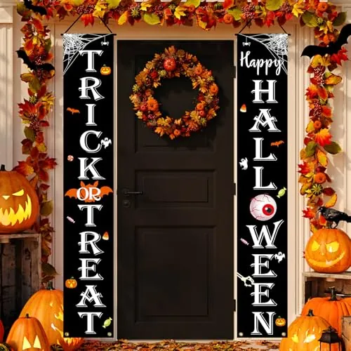 Halloween Decorations Outdoor TRICK OR TREAT Happy HALLOWEEN Banner Porch