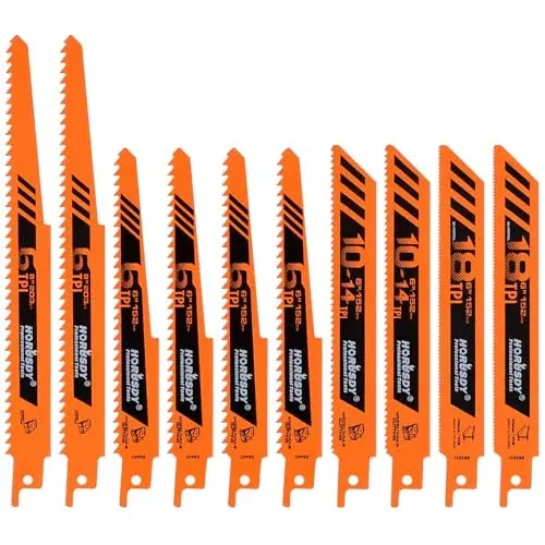HORUSDY 10-Piece High Carbon Steel Reciprocating Saw Blade Set