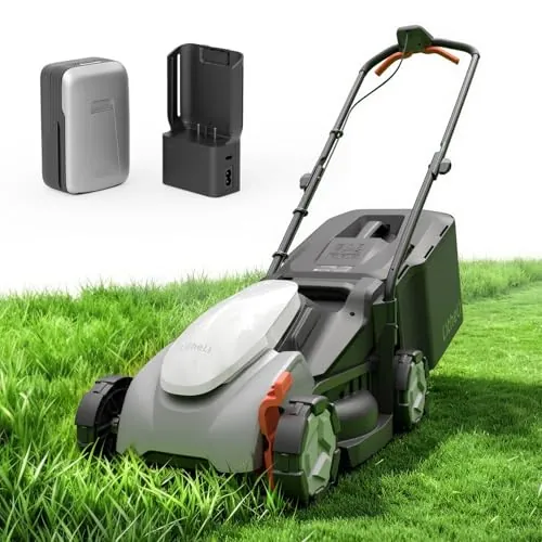 Litheli Cordless Lawn Mower 14 Inch, Brushless Motor Push Mower with Zero Maintenance