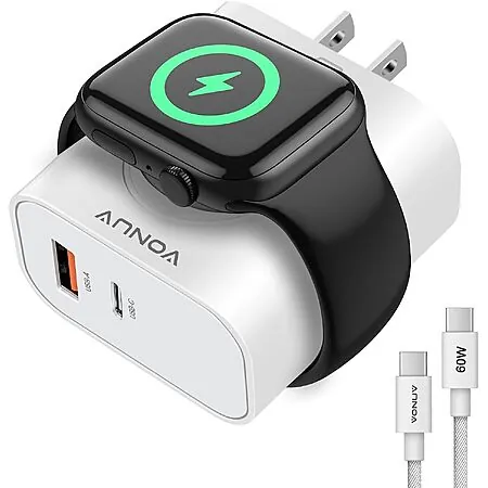 VONUV 3-in-1 20W Charger w/ USB-C / USB-A Port & Wireless Adapter for Apple Watch