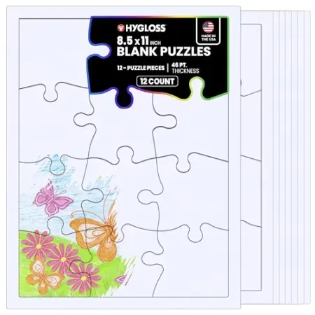 12-Pack Hygloss 8.5" x 11" Blank Jigsaw Puzzles