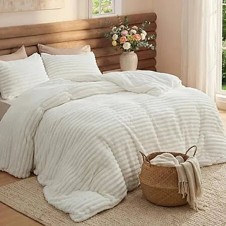 Prime Members: 3-Pc Bedsure GentleSoft Fluffy Comforter Set: King $34.20, Queen