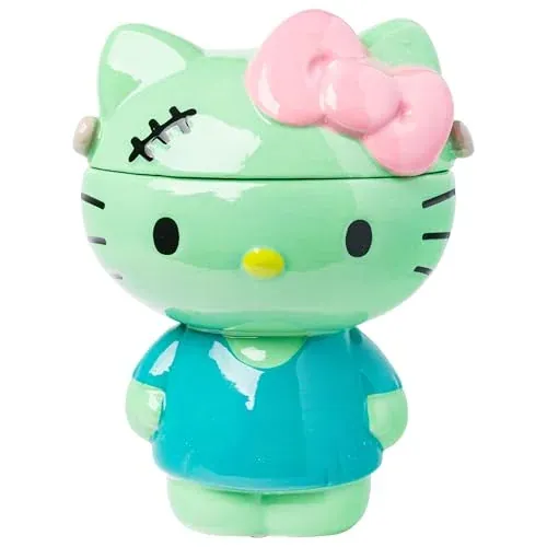 Silver Buffalo Sanrio Hello Kitty Frankenstein Sculpted Ceramic Cookie Jar, 7 x 5.75 x 9.75 Inches