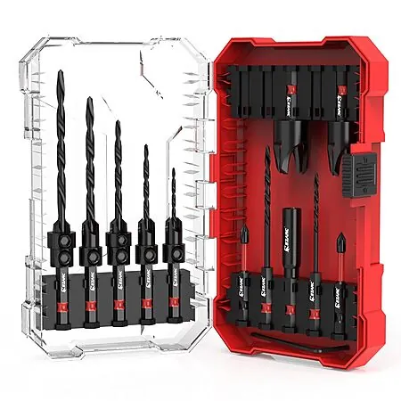 15-Piece EZARC Countersink Drill Bit Set w/ Plug Cutters & Storage Box