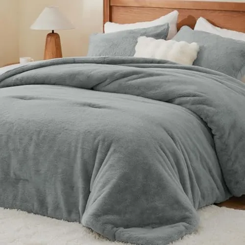 BEDELITE Faux Fur 3-Piece Comforter Set Queen