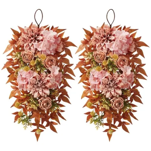 24" Artificial Fall Teardrop Swags 2-Pack
