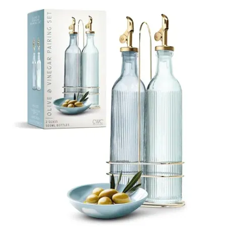 Set-of-2 COOK WITH COLOR 17oz Olive Oil Dispenser w/ Cruet
