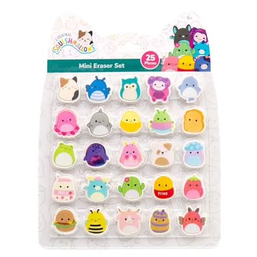 Original Squishmallows Mini Eraser Set, 25 Count