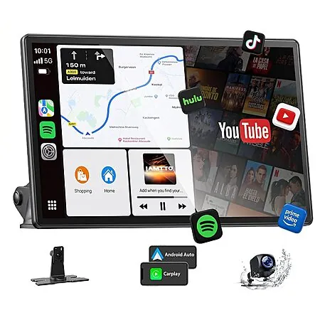 11" LAMTTO Wireless Carplay Screen w/ Backup Camera & Apps