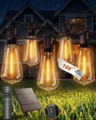 Pesken 108-Feet Solar Powered Outdoor String Lights