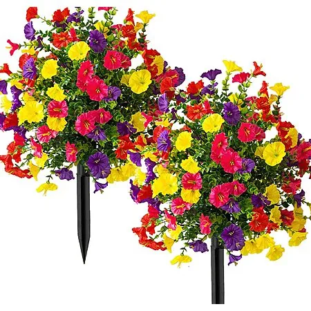 2-Pk 20" HAIDOLIANG Artificial Topiary Bushes w/ Ground Spikes (Various)