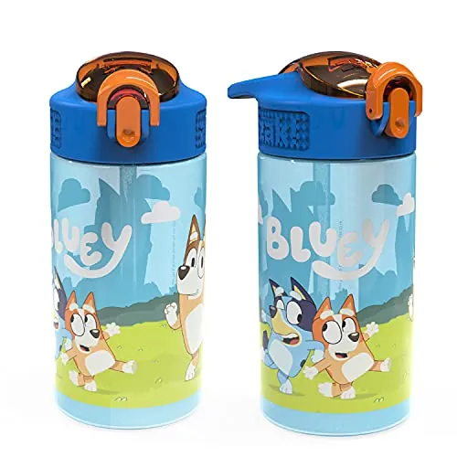 Zak Designs Bluey Sage 16oz Leak-Proof Straw Kids Water Bottle 2-Pack