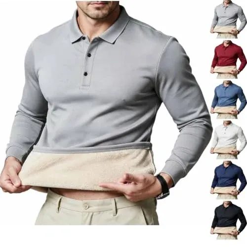 Fleece Lined Collared Long Sleeve Pullover