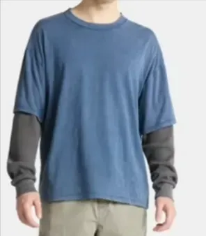No Boundaries Cotton Washed Tee with Layered Long Sleeves