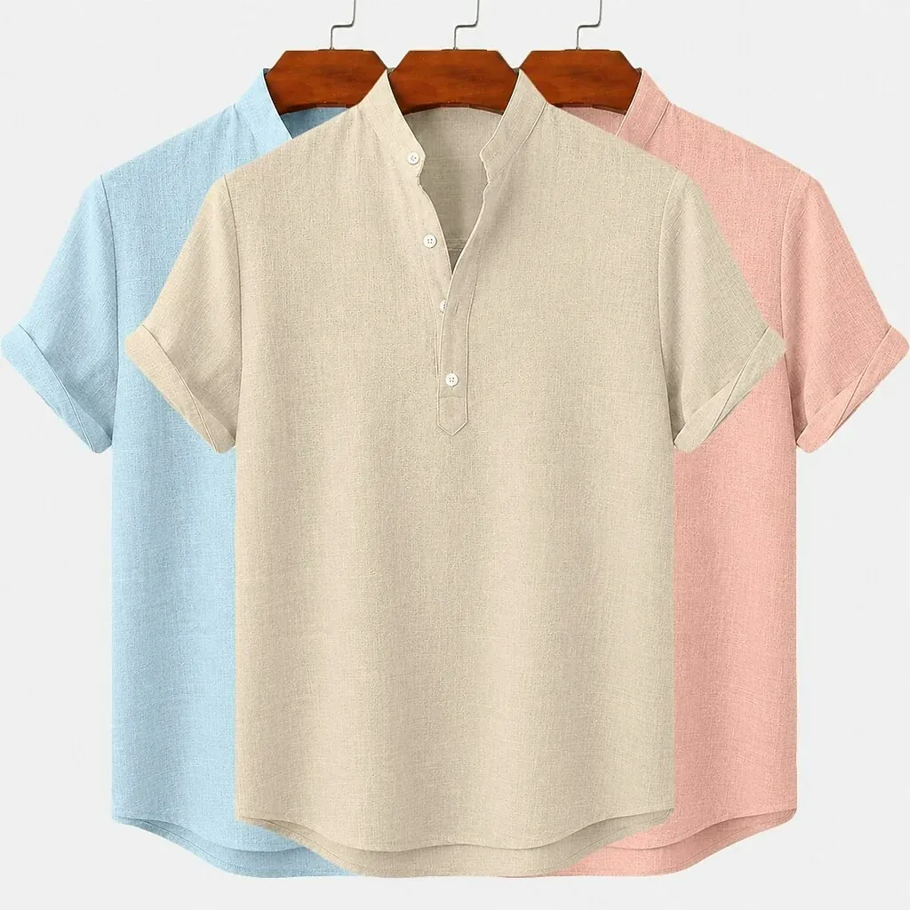 Men's Linen Popover Shirt 3-Pack