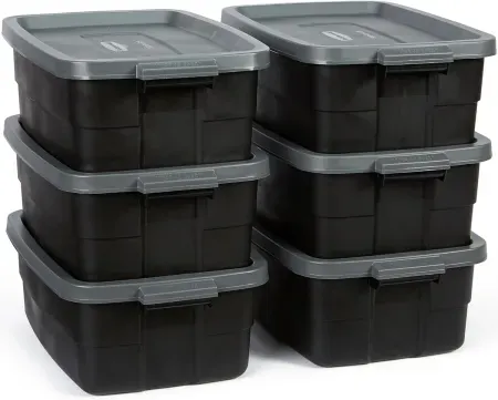 6-Pack 10-Gallon Rubbermade Heavy Duty Plastic Storage Bins with Lids