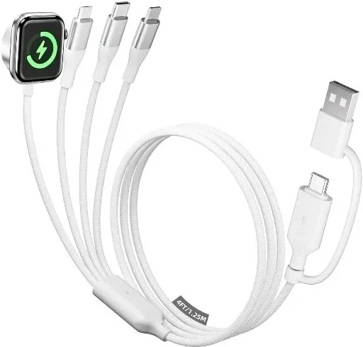 4-in-2 Multi Charging Cable with Smartwatch Charging 4ft