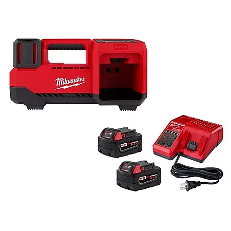 Milwaukee M18 18-Volt Li-Ion Cordless Inflator w/ 2x 5.0Ah Batteries & Charger