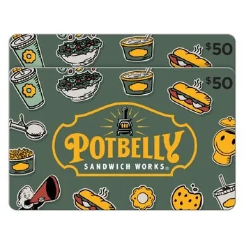 Two $50 Potbelly Sandwich Works Gift Cards ($100 Value)