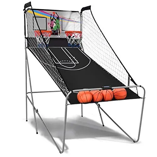 GYMAX Arcade Basketball Game Indoor Foldable with 8 Game Modes