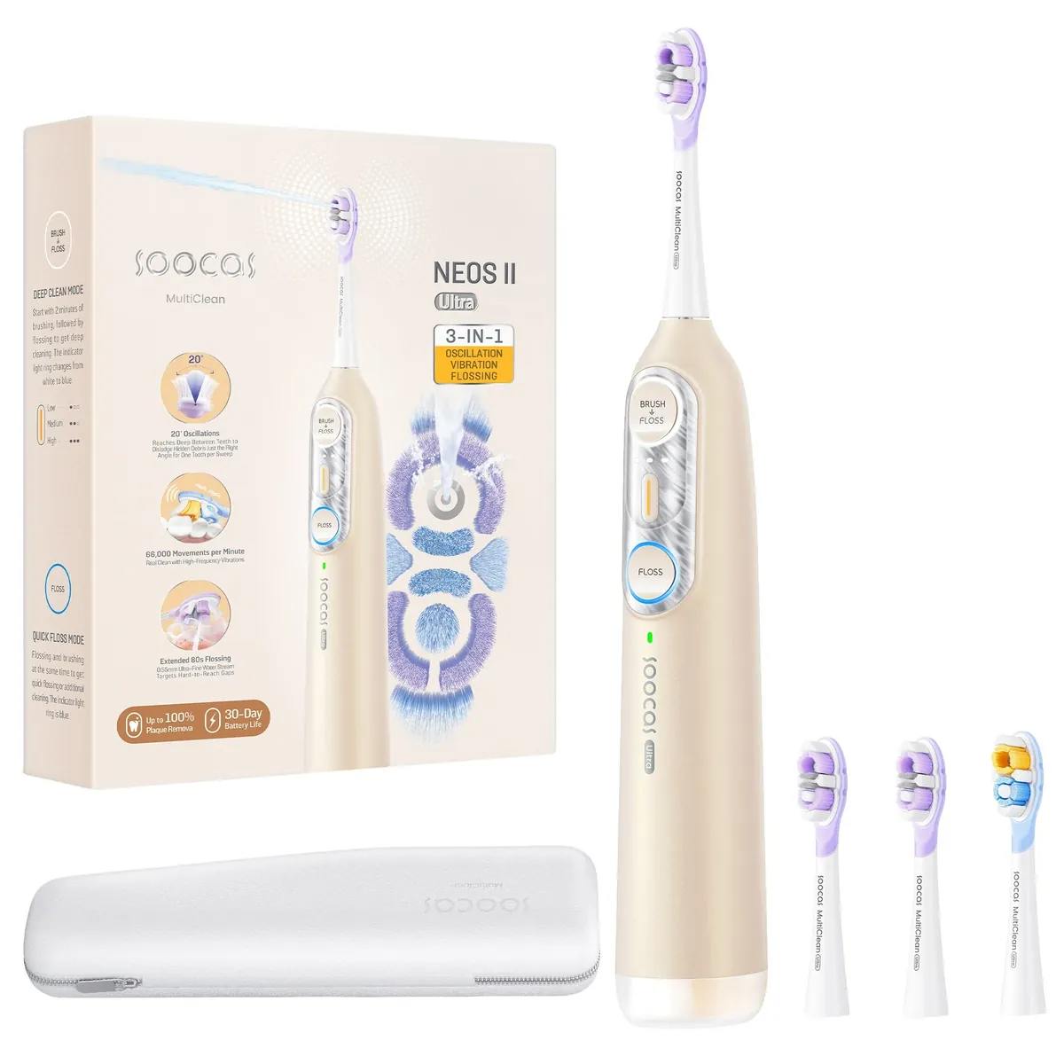 Soocas NEOS II Ultra Plus Electric Toothbrush with Water Flosser Combo