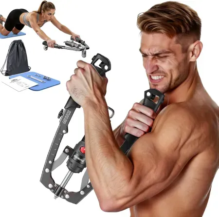FLYBIRD 3-in-1 Chest and Arm Exerciser with Ab Roller Wheel