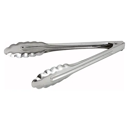 9" Winco Coiled Spring Heavyweight Stainless Steel Utility Tong