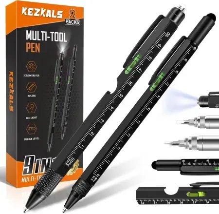2-Count KEZKALS 9-in-1 & 6-in-1 Aluminum Multitool Pen Set