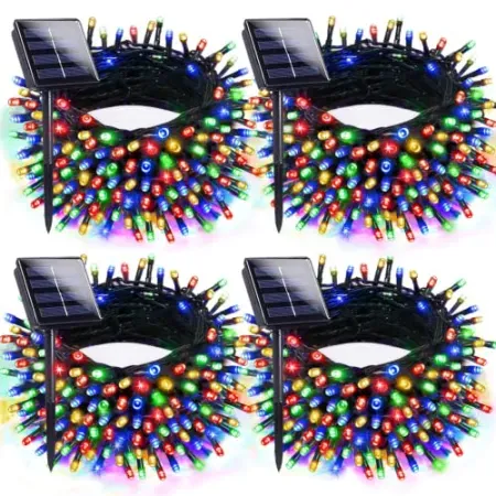 4-Pack EXF 152' 400LED Solar Christmas String Lights