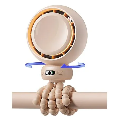 4-Speed Bearwind Auto Oscillation Portable USB-C Fan w/ Light & Flexible Tripod
