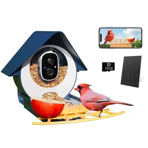 Birdkiss Smart Bird Feeder with FHD Camera & 3W Solar Panel