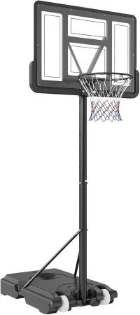 VEVOR 44" Portable Basketball Hoop w/ PC Backboard & 4.4-10' Adjustable Height
