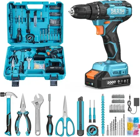 183-Piece Seesii 20V Power Drill Set with Toolbox