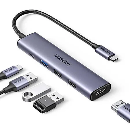 UGREEN 5-Port USB-C Hub w/ 4K HDMI/100W PD & 3x USB-A Ports