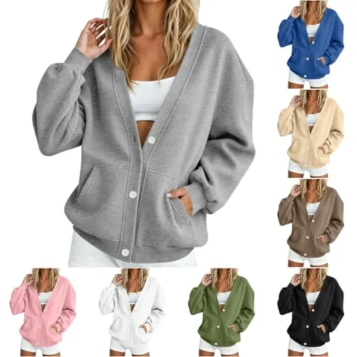 Women Oversized Button Cardigan