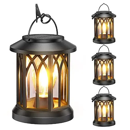 4-Pk WdtPro Solar Hanging Lantern Outdoor Lights
