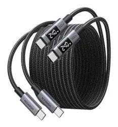 2-Pack 3.3' UGREEN 100W PD USB-C Cable w/ Digital Display