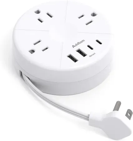 Cruise 7-in-1 Addtam Travel Power Strip w/ 1' Retractable Cord