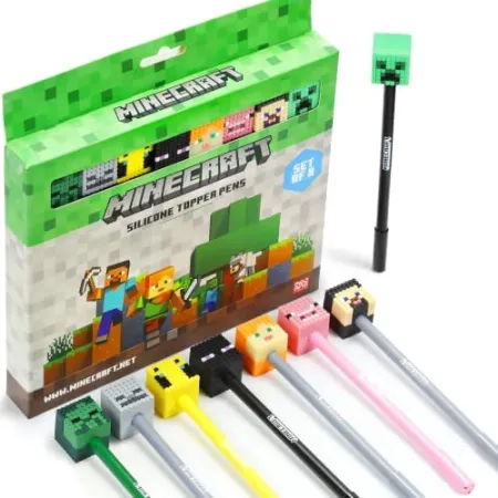 8-Piece Puckator Minecraft Fine Tip Pen w/ Silicone Topper Set