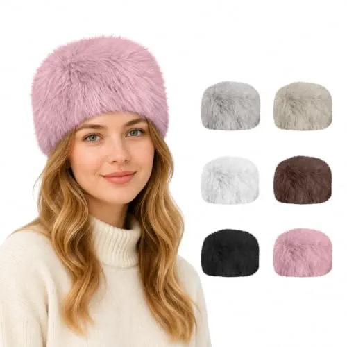 Faux Fur Plush Round Crown Hats