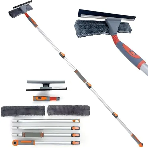 2-in-1 Window Squeegee Cleaner w/ 62" Extension Pole
