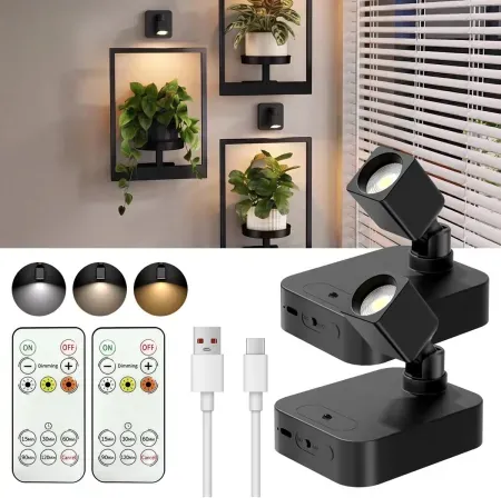 2-Pack SZOKLED Rechargeable Picture Lights for Wall with Remote