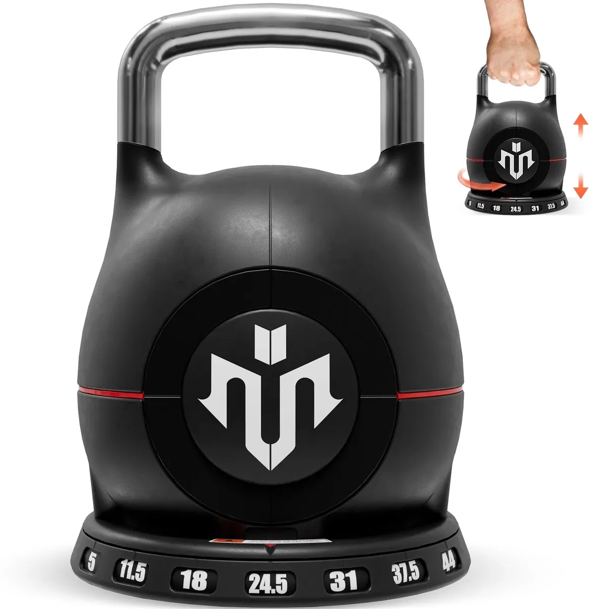 Mikolo 7-in-1 Quick Adjustable Kettlebell Set (5–44 lbs)