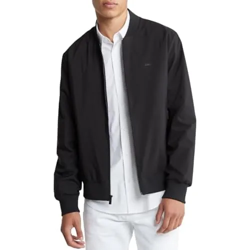 Calvin Klein Men's Matte Logo Zip Bomber Jacket
