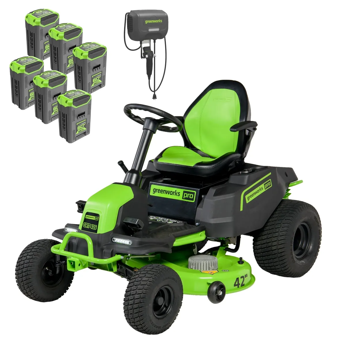Greenworks 60V 42" Cordless Battery CrossoverT Riding Lawn Mower with (6) 8.0 Ah Batteries