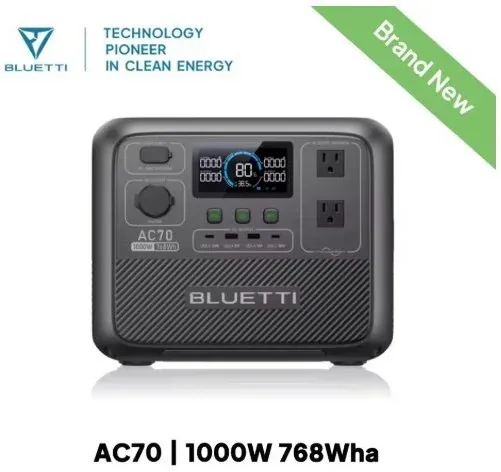 BLUETTI AC70 768Wh Portable Power Station 1000W