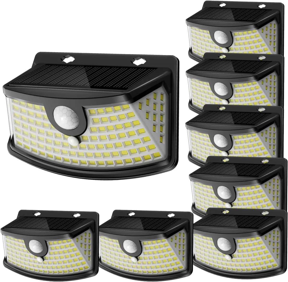 Solar Motion Sensor Lights 8-Pack in Black