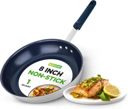 NutriChef 8" Small Frying Nonstick Pan with Silicone Handle
